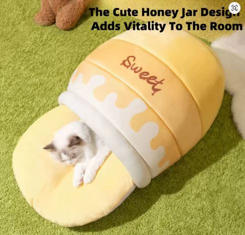 Winter Indoor Warm Plush Cat Bed with Reindeer Appearance Hide and Seek Cat Tunnel Play and Sleep Integrated Cat House Pet Nest