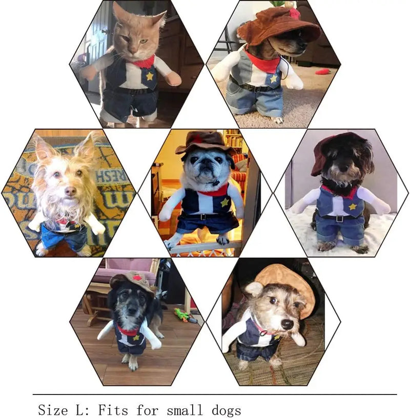 Funny Pet Dog Cat Halloween Costume Dog Cowboy Clothes Pet Dog Costumes for Small Dogs Cosplay Cat Accessories