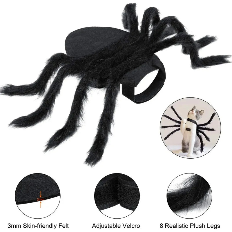 Halloween Pet Spider Costume for Dog Cat Decorations Decor Party Supply Cosplay with Adjustable Velcro for Small Medium Dogs Cat