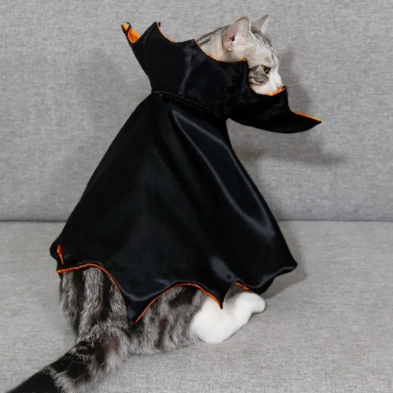Cool Bat Transformation Halloween Pet Costume Stand-collar Comfortable Cat Cosplay Cloak Bow Easy To Wear Kitten Dress Party